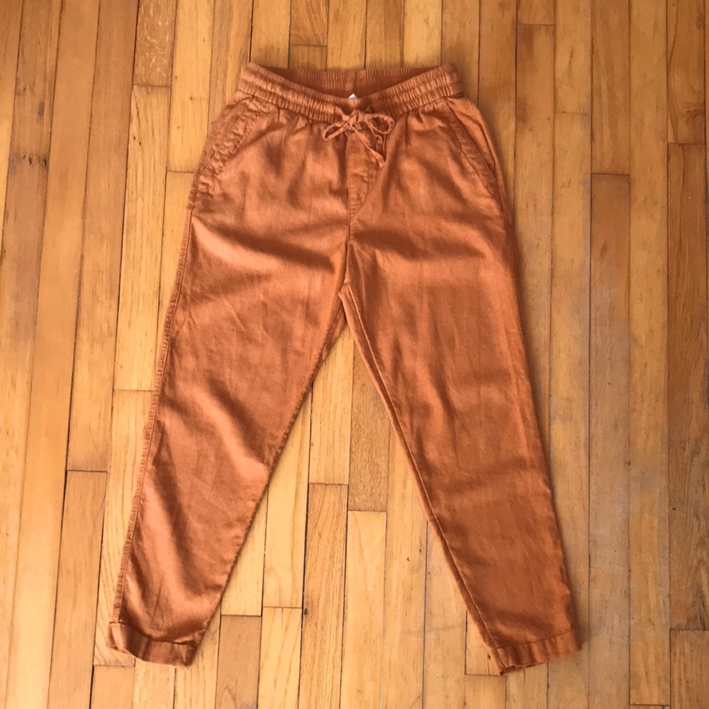 Old Navy burnt orange linen cropped pants